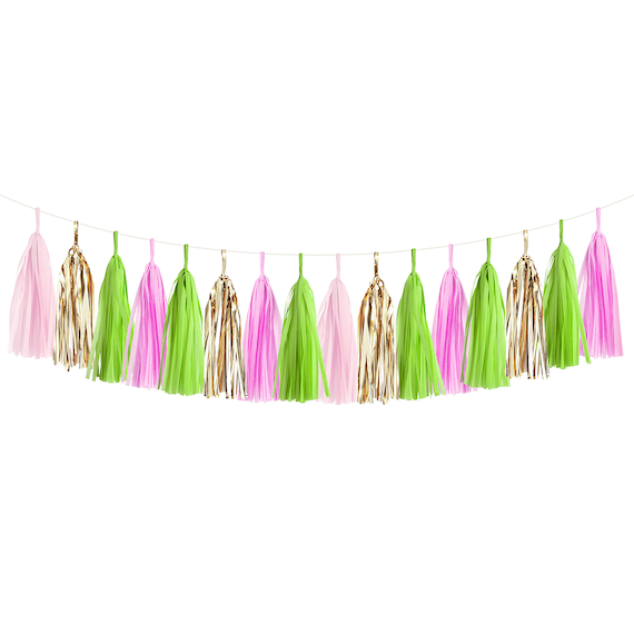 DIY Tropical Tassel Garland - Bright Custom Light Hot Pink Green Tissue  Paper Kids Decor Girls Baby Shower