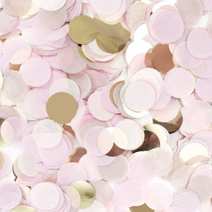 Blush & Gold Konfetti - Seidenpapier - Rosa und Elfenbein - 1" Circle One Inch Hand geschnitten - Verlobung, Brautparty, Geburtstagsdekoration