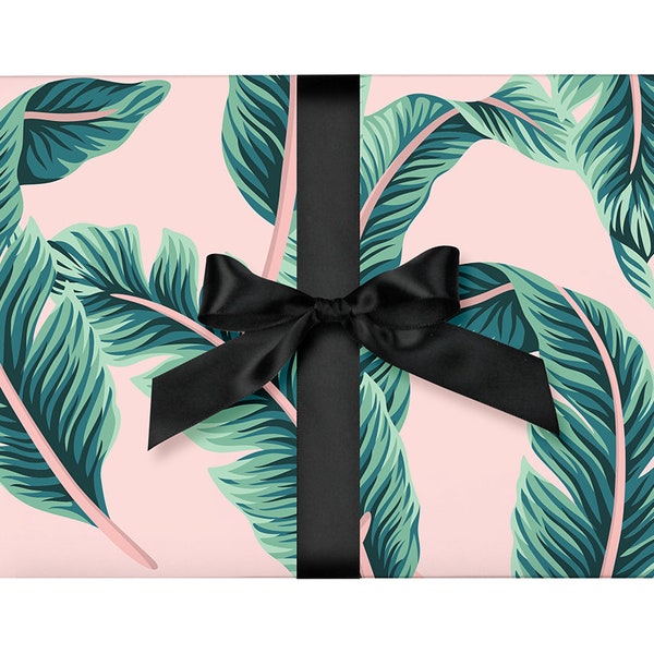 Tropical Wrapping Paper / Gift Wrap Modern Wrapping Paper Gift Wrap Pink and Green Summer 80's