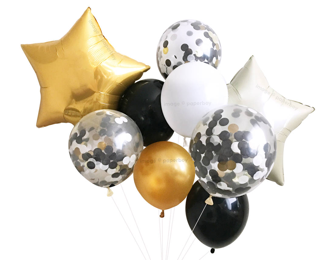 New Years Eve Decorations Black White Gold Balloons Etsy
