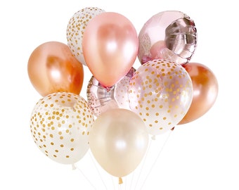 Rose Gold Balloons ( Balloon Bouquet Bundle with Confetti Balloons ) - Copper Fall / Autumn Wedding Decor Ideas