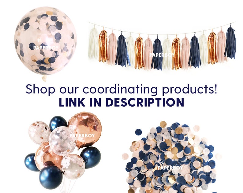 Navy Blush and Rose Gold Balloons Balloon Bouquet Bundle Etsy