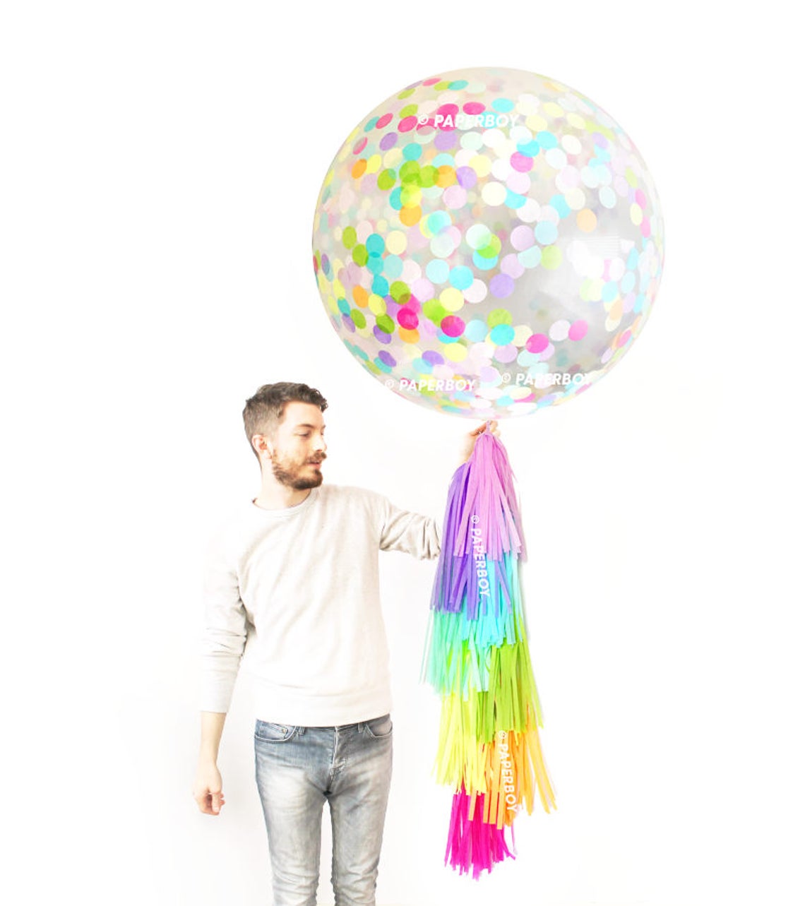 Jumbo Rainbow Confetti Balloon Jumbo Balloon Tassel / Etsy