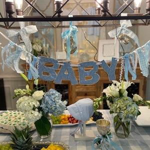 Birthday Name banner | highchair garland | Pink Gingham Name banner | ONE banner | Blue gingham name banner | birthday pendant