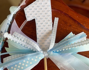 Birthday Number cake topper, Gingham Swiss Dot Number cake topper with ribbons Personalized cake topper | One cake topper | 1 cake topper