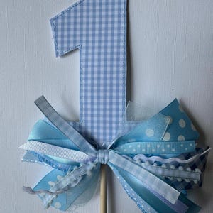 Birthday Number Cake Topper | Gingham Swiss Dot Number cake topper with ribbons | Personalized cake topper | One cake topper | 1 cake topper
