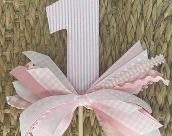Birthday Number cake topper, Gingham Swiss Dot Number cake topper with ribbons Personalized cake topper | One cake topper | 1 cake topper