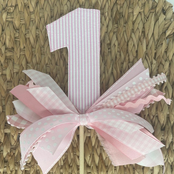 Birthday Number cake topper, Gingham Swiss Dot Number cake topper with ribbons Personalized cake topper | One cake topper | 1 cake topper
