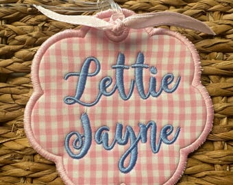 Backpack name Tag bag tags | luggage Tags | Monogrammed Gift | Embroidered bookbag tag | Bogg bag charm | embroidery Diaper bag tag