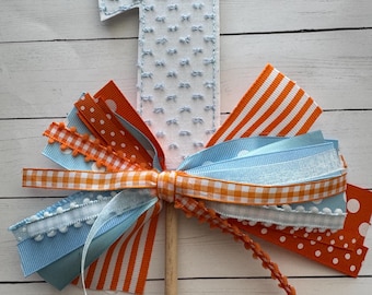 Gingham number cake topper | Gingham Number cake topper with ribbons | Personalized cake topper | One cake topper | girl 1st cake topper