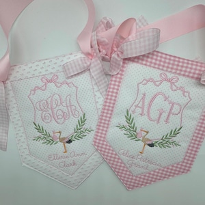 Custom baby banner hospital banner baby birth announcement wreath sash stork baby shower gift boy door hanger