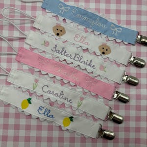 Monogrammed Pacifier Clip | Bow Personalized Scallop Embroidered Paci ...