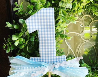 Gingham number cake topper I cake topper with ribbons | Personalized cake topper | One cake topper | smash cake topper I 2 Cake Topper Gift