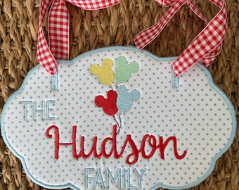 Personalized Embroidered Stroller Tag, Vacation Mouse Princess Travel Tag