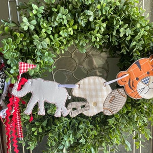 Auburn door hanger, Alabama wreath decor, game day wreath pennant, embroidered wreath fall decoration, war eagle roll tide football wreath