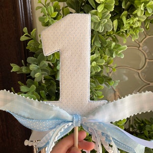 Gingham number cake topper | Swiss Dot Number cake topper with ribbons | Personalized 1 cake topper, One cake topper, 2 birthday cake topper