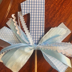 Gingham number cake topper I cake topper with ribbons | Personalized cake topper | One cake topper | smash cake topper I 2 Cake Topper Gift