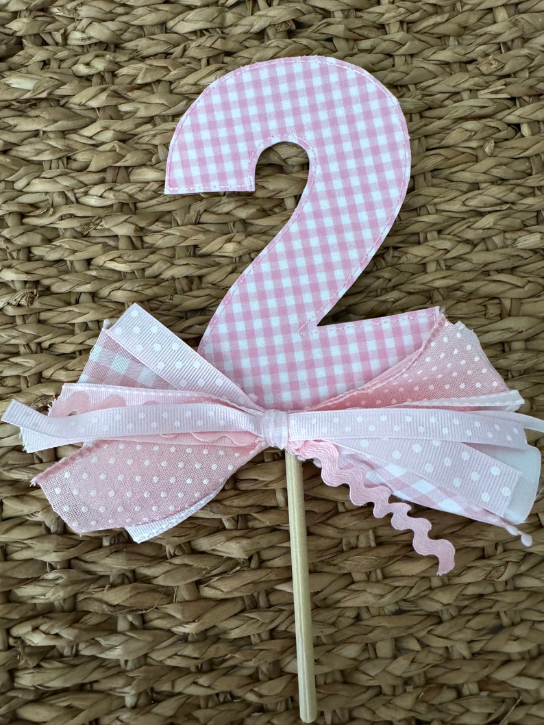 2 Birthday Two Number Cake Topper, 3 Cake Topper, 4gingham Swiss Dot ...