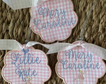 Backpack name Tag bag tags, luggage Tags, Monogrammed Gift | Embroidered name tag, fabric name tag, fabric embroidery Diaper bag bookbag tag