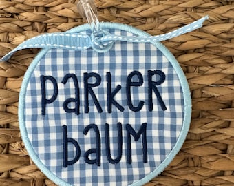 Backpack name Tag bag tags | luggage Tags | Monogrammed Gift | Embroidered bookbag tag | Bogg bag charm | embroidery Diaper bag bookbag tag