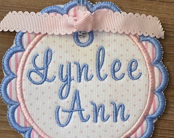Backpack name Tag bag tags, Bookbag tag, luggage tag | Monogrammed Gift, Embroidered bookbag tag | Bogg bag charm embroidery Diaper bag tag