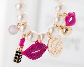 Pearls Bracelets Rhinestone Red Lips Lipstick FREE SHIPPING