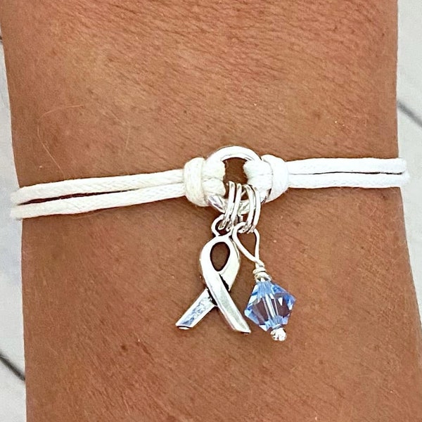 Periwinkle Awareness Bracelet Esophageal Cancer Barretts Esophagus Stomach Cancer Eating Disorders You Select Cord Color and Bracelet Length