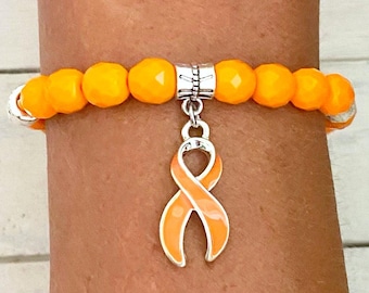 Orange Awareness Stretch glaskralen Leukemie MS Nierkanker RSD ADHD Zelfverwonding Ondervoeding Awareness Jij selecteert de lengte van de armband