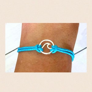 Ocean Wave Turquoise Aqua Beach Lover Summertime Bracelet or Anklet YOU Select Your Cord Color and Length
