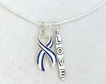 ALS  Lou Gehrig's Disease Customizable Awareness Ribbon Charm Necklace with Optional Add On Charms