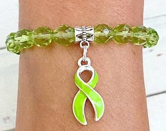 Lime Green Lymphoma Awareness Ribbon Perlen Bettelarmband