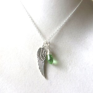 Angel Wing Lime Green Awareness Loss Pendant Necklace