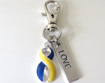Down Syndrome Awareness Zipper Pull Key Chain YOU Select Charms