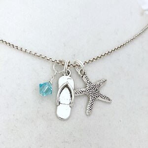 Beach Lovers Seestern Flip Flop Kristall Charm Halskette