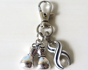 ALS Lou Gehrigs Disease Awareness Zipper Pull Key Chain YOU Select Charms