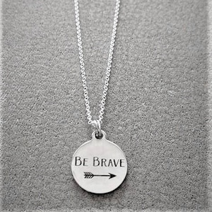 Be Brave Arrow Sterling Silver Necklace You Choose Your Chain Length