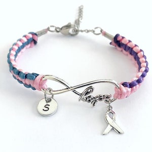 Thyroid Cancer/Disease Hashimotos Graves HOPE Awareness Ribbon Charm Bracelet with Optional Letter Initial Charm