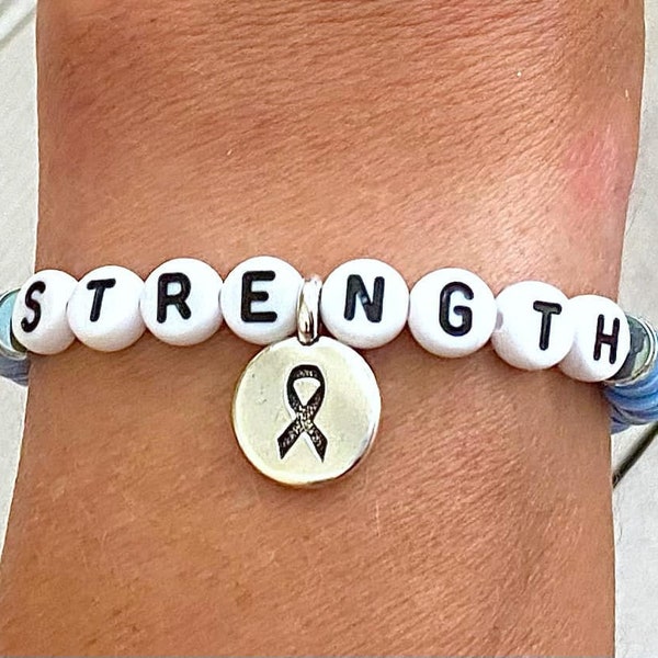 Periwinkle Awareness Stretch Bracelet Esophageal Stomach Cancer Barretts Esophagus You Select Wording and Bracelet Size