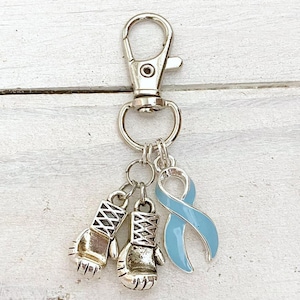Light Blue Prostate Cancer Awareness Zipper Pull Key Chain YOU Select Charms