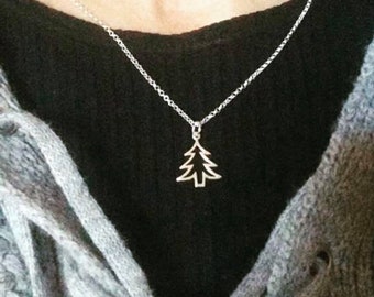 Christmas Tree Sterling Silver Winter Necklace YOU Choose Chain Length