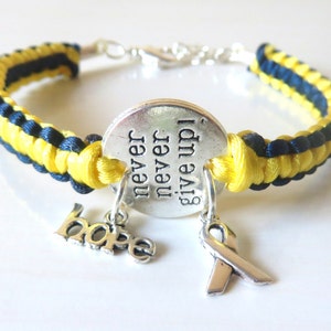Bladder Cancer Awareness Never Never Give Up Charm Bracelet