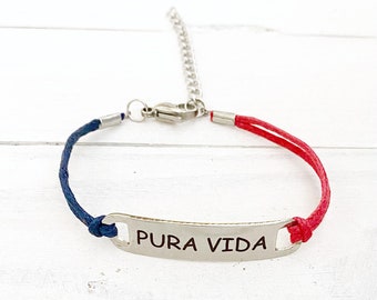 Pura Vida Life is Wonderful Excellent Laser Engraved Costa Rican Inspirational  Bracelet