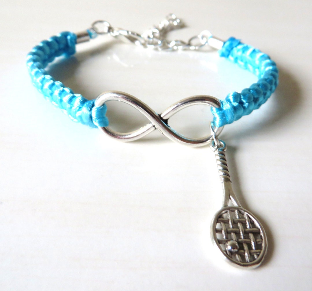 Love Tennis Athletic Charm Infinity Bracelet Tennis Racquet Etsy