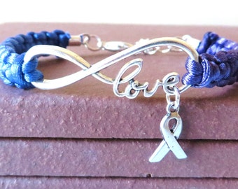 Reumatoïde artritis LIEFDE Awareness Ribbon-bedelarmband met optionele alfabetletter-bedel