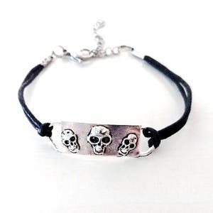 Halloween Day of the Dead Spooky Skull Bracelet YOU choose Cord Colors image 2