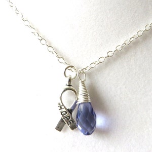 Purple Awareness Ribbon  Hope Survivor Silver Ribbon Pendant Necklace You Choose Ribbon Design