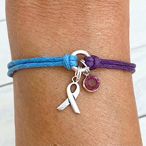 Pulsera de concienciación sobre la artritis reumatoide en azul real y morado. Usted selecciona el color de las cuentas y la longitud de la pulsera.