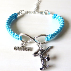 Gymnastics Coach Athletic Charm Infinity Bracelet Coach Charm You Choose Your Cord Colors image 2