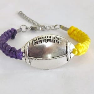 Football Team Spirit CUSTOM Game Day Charm Bracelet YOU Choose Your Cord Color and Bracelet Length