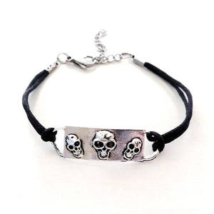 Halloween Day of the Dead Spooky Skull Bracelet YOU choose Cord Colors image 3